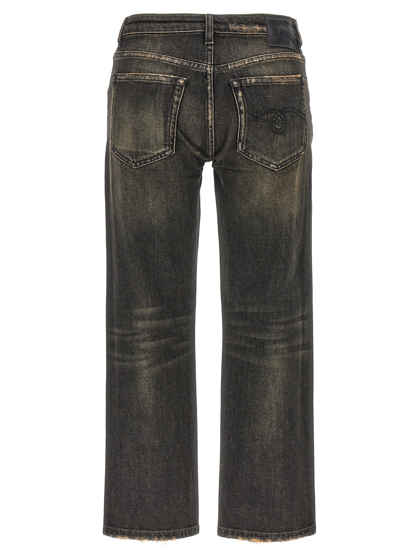 R13 Black Cotton Boyfriend Jeans