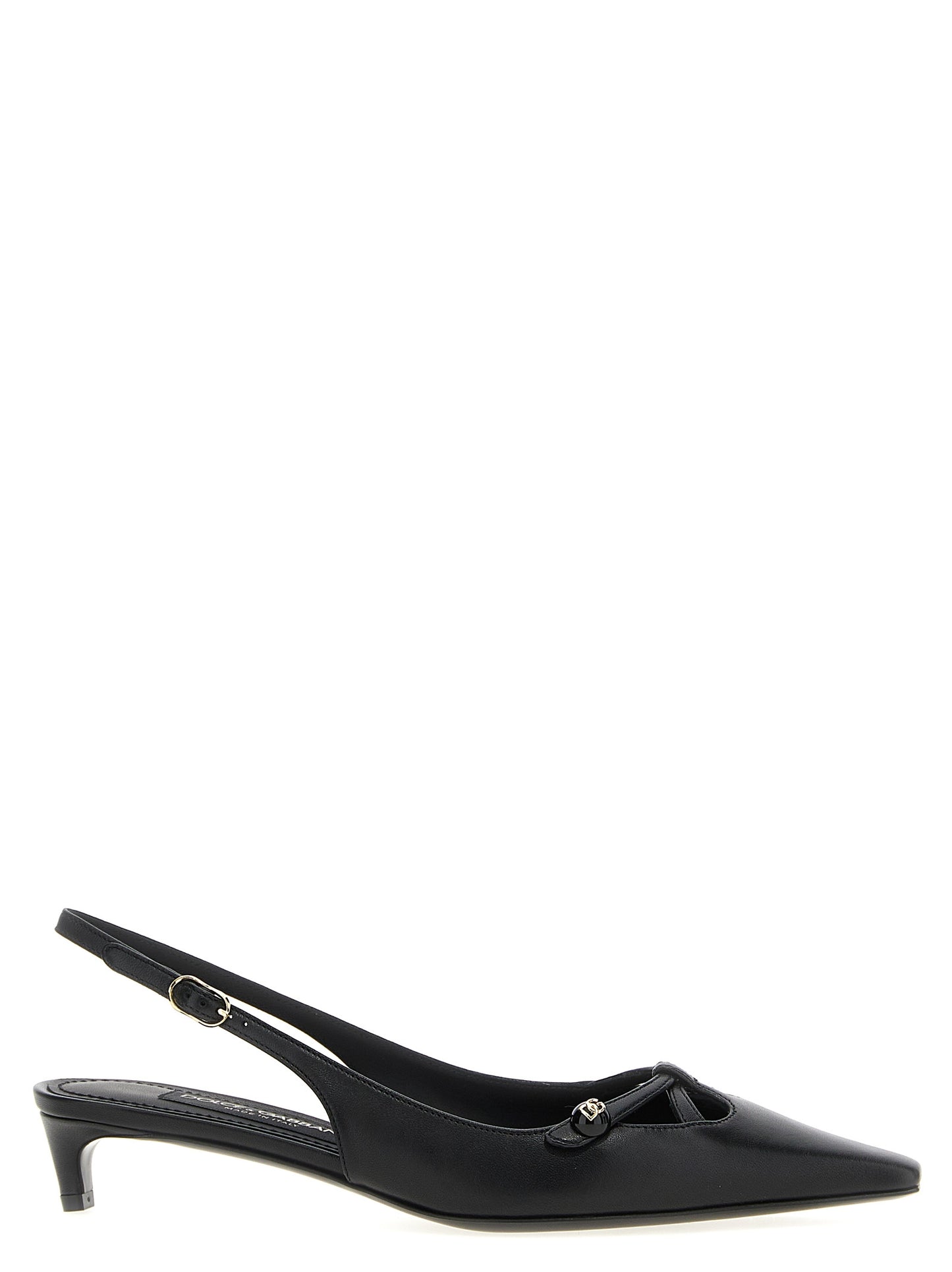 Dolce & Gabbana Black Lamb Leather Mid Heel Pumps