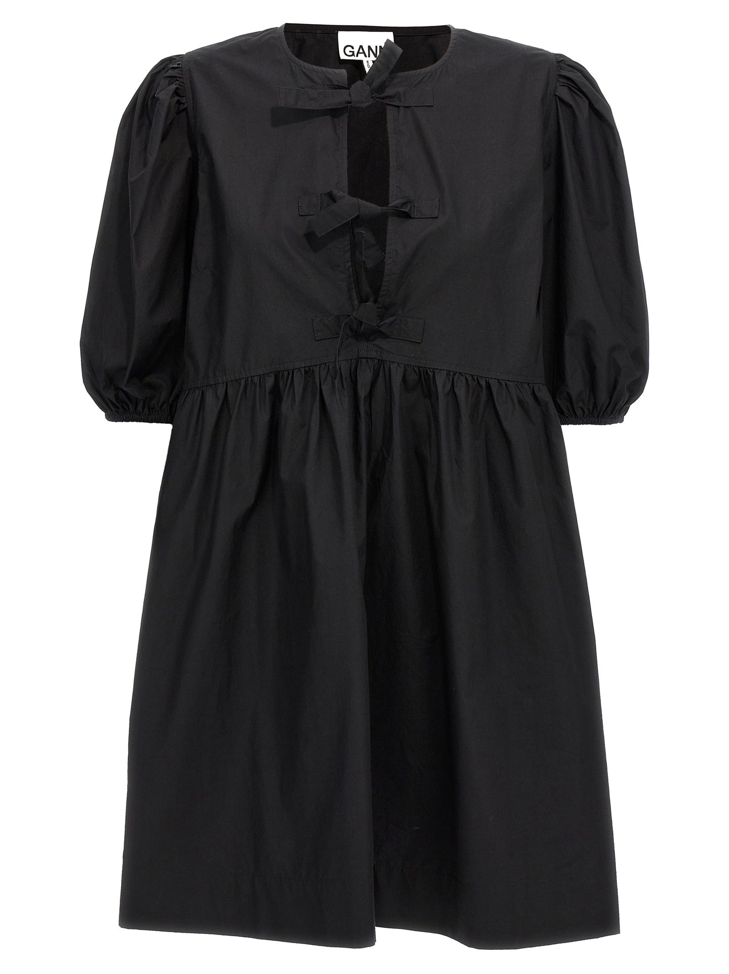 Ganni Black Cotton Short Dress