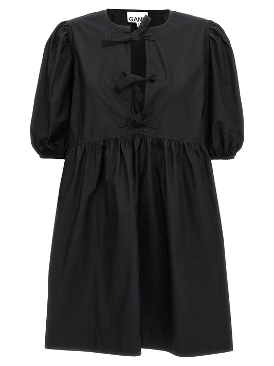 Ganni Black Cotton Short Dress