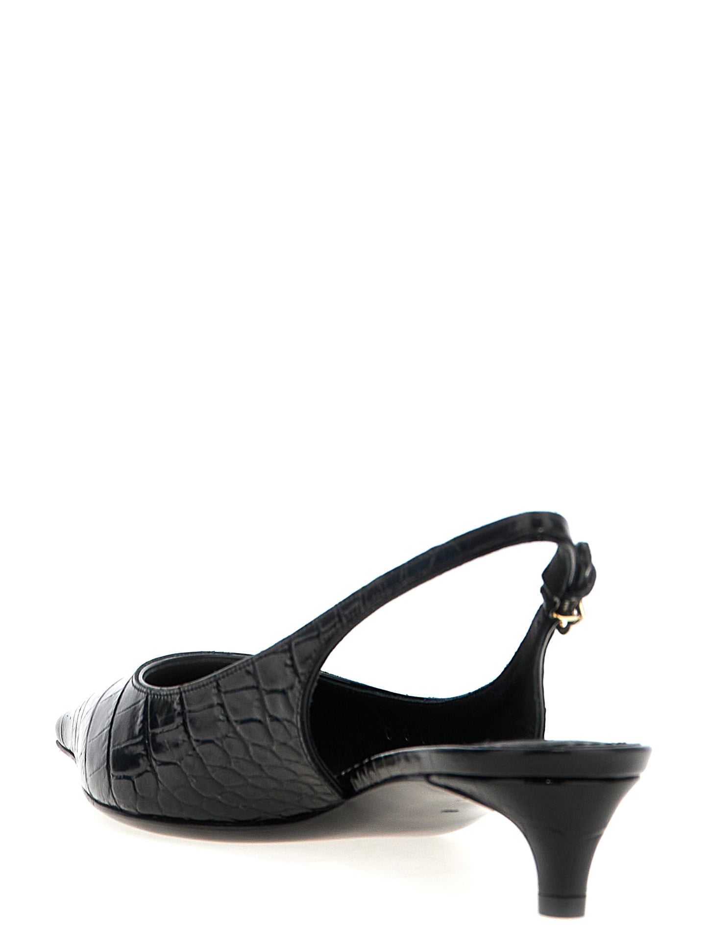 Dolce & Gabbana Black Calfskin Mid Heel Pumps