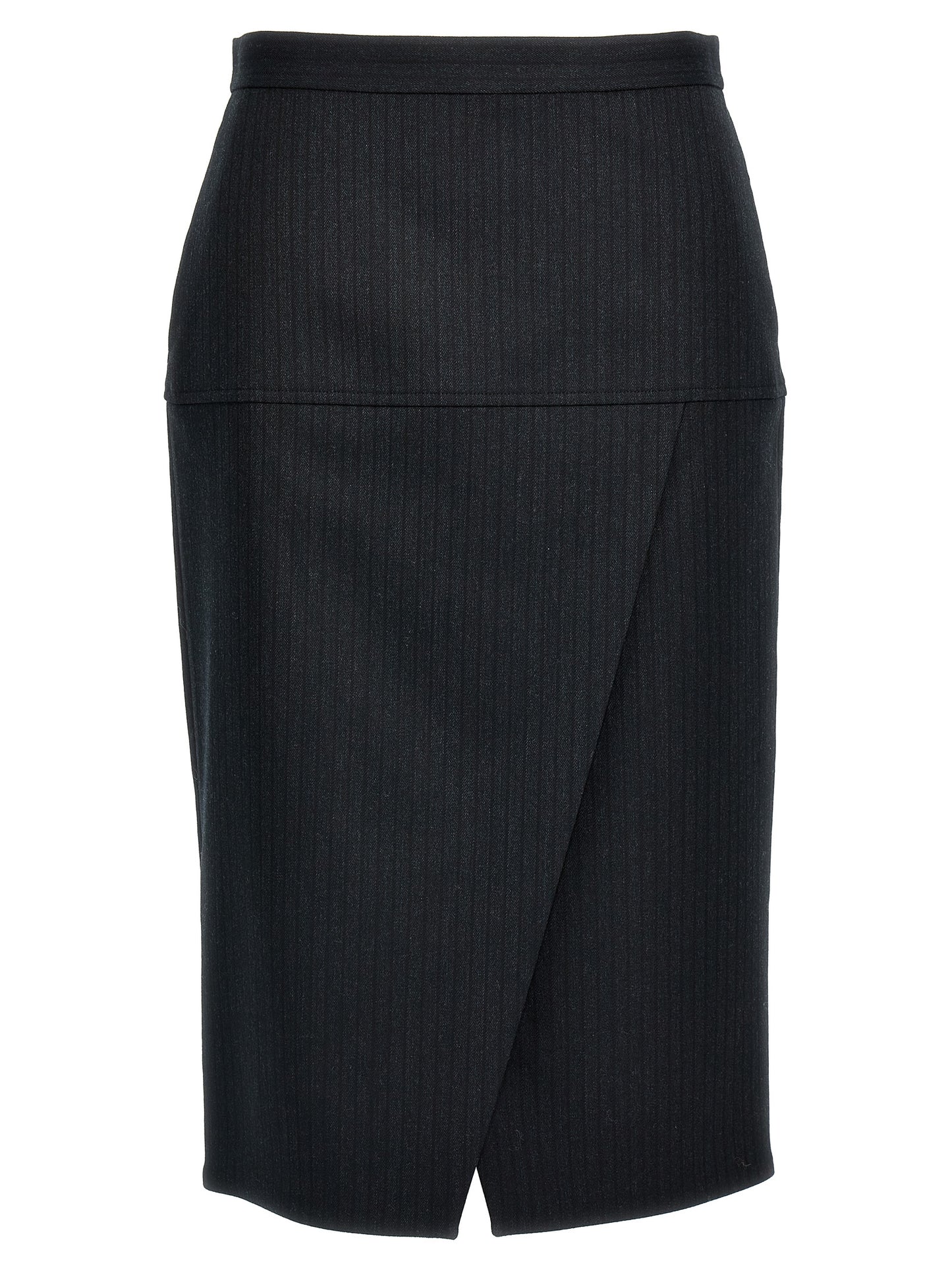 Fendi Gray Virgin Wool Midi Skirt