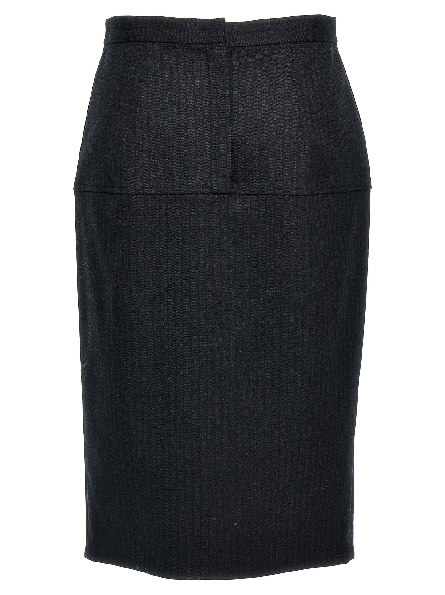 Fendi Gray Virgin Wool Midi Skirt
