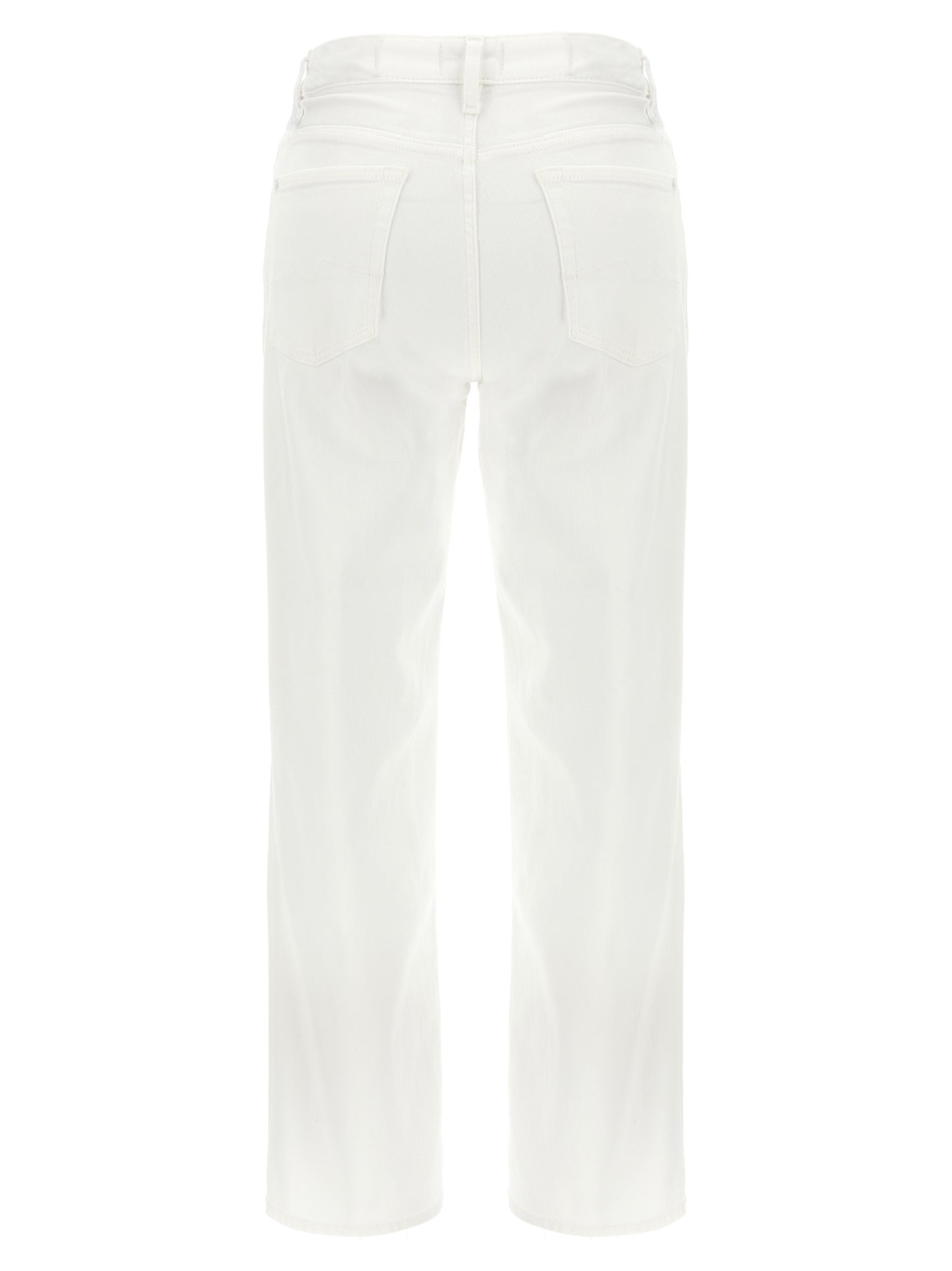 7 For All Mankind White Cotton High-Waisted Jean