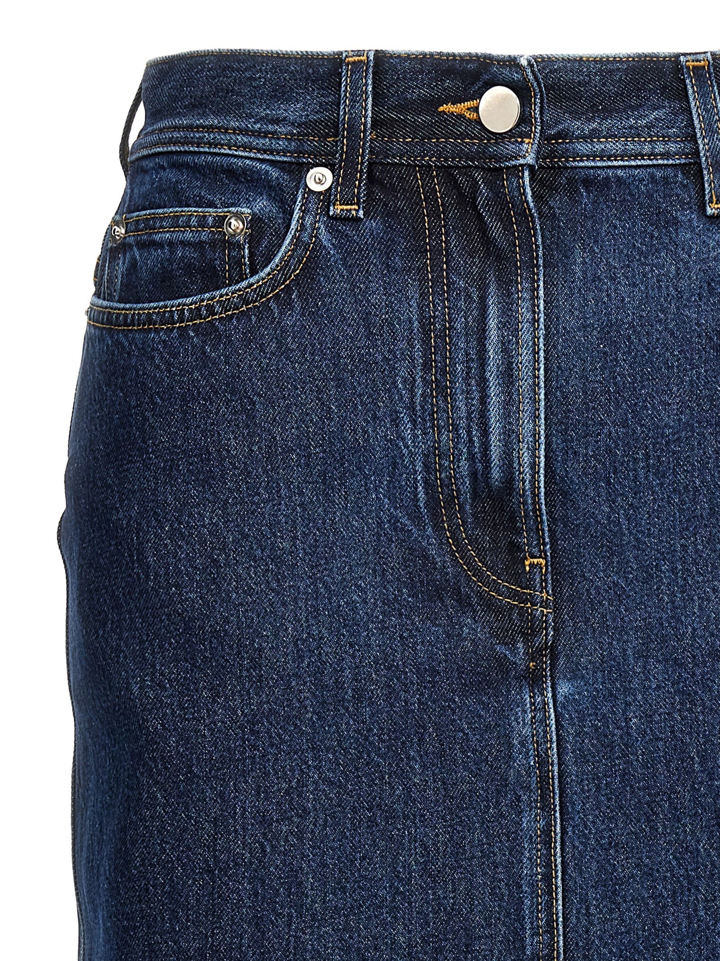 Loulou De Saison Blue Denim Midi Skirt
