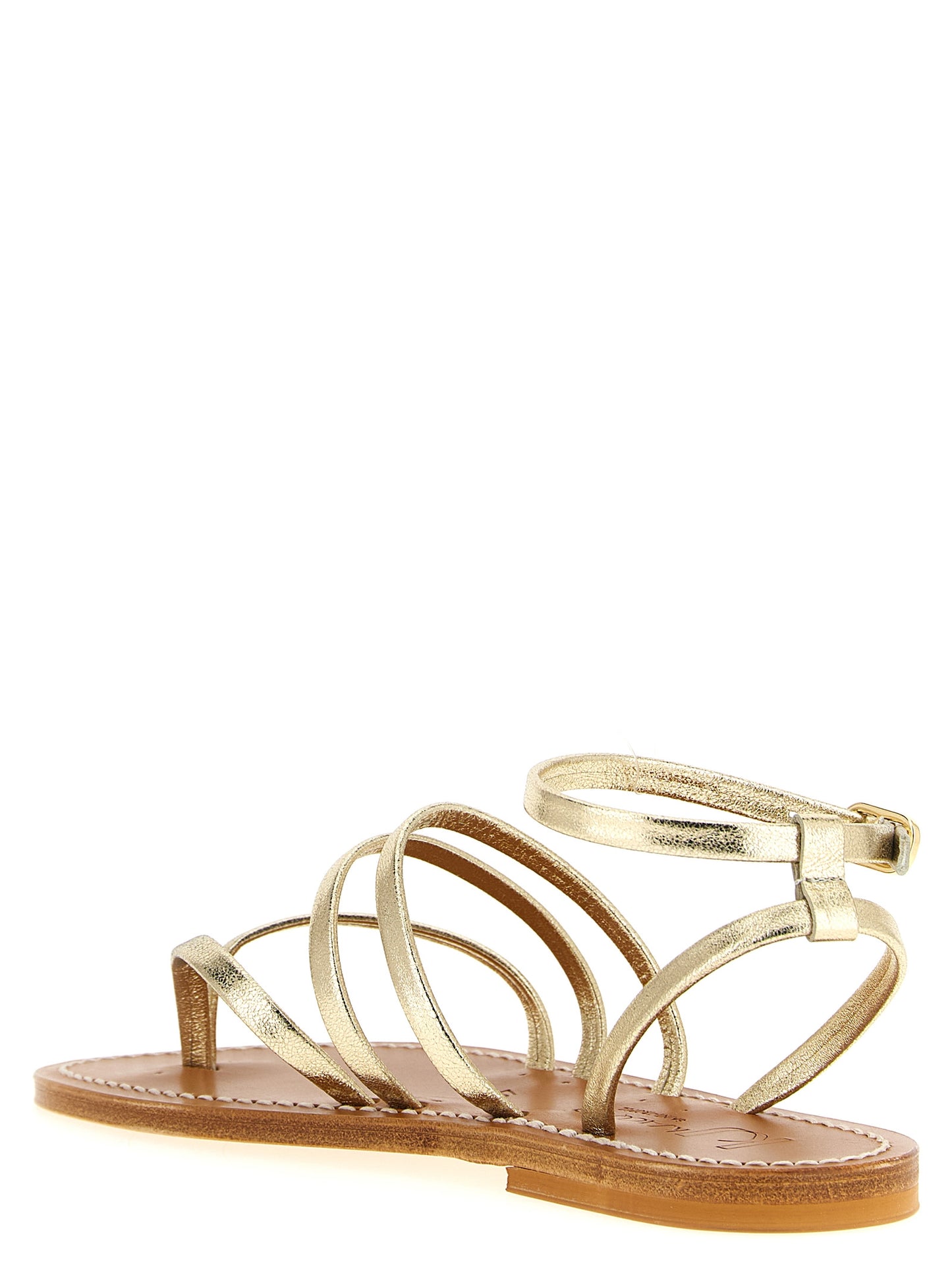 K.JACQUES SAINT TROPEZ Gold Cowhide Flat Sandals