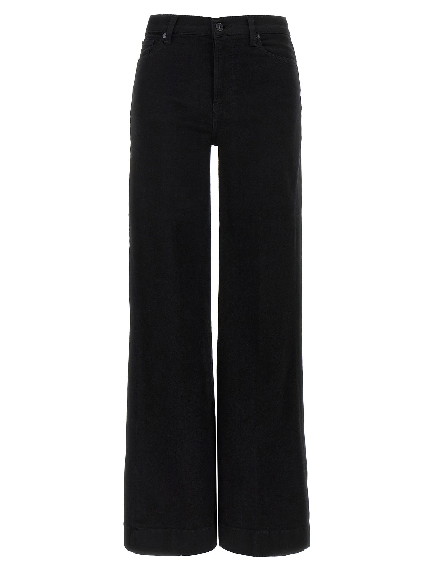 7 For All Mankind Black Cotton Flared Jeans