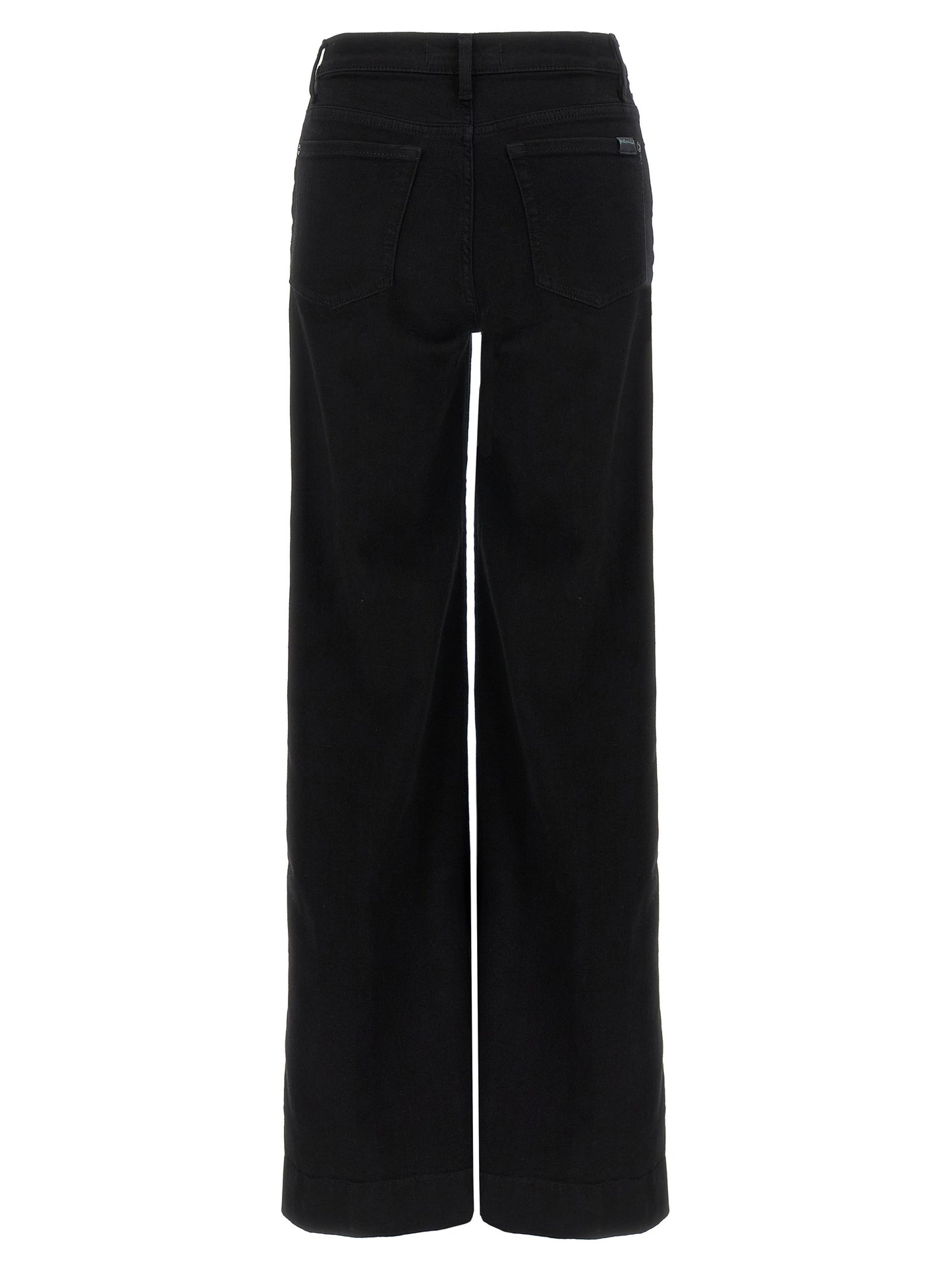 7 For All Mankind Black Cotton Flared Jeans