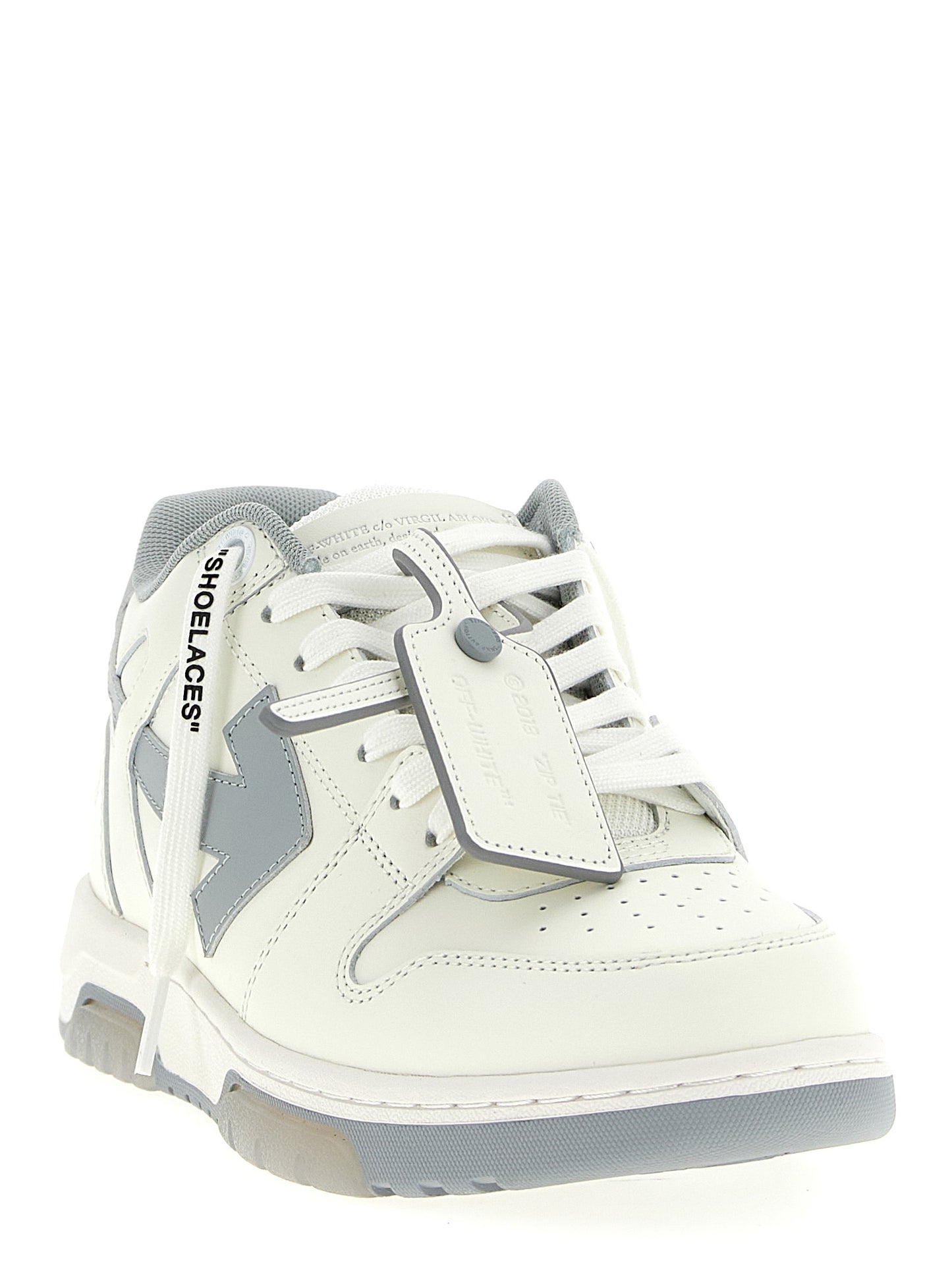 Off-White Gray Leather Low Top Sneakers