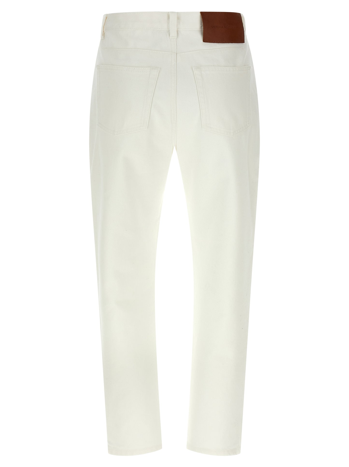 Victoria Beckham White Cotton High-Waisted Jean