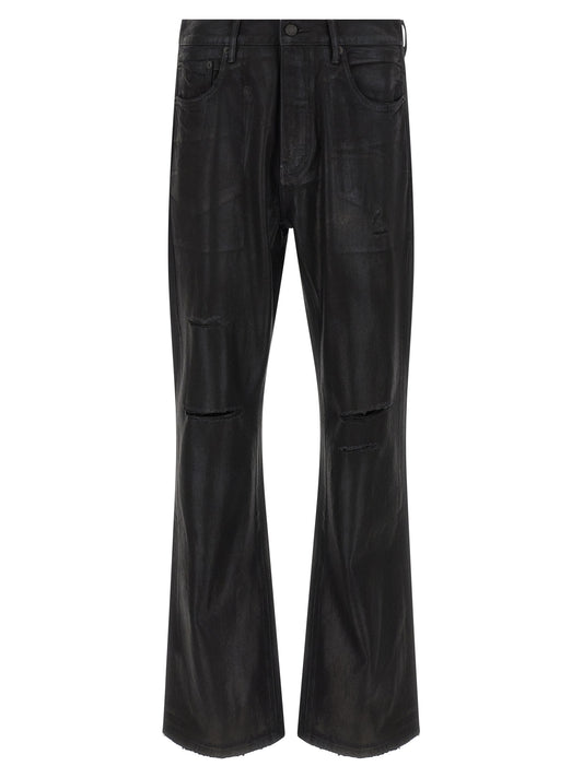 PURPLE Black Cotton Flared Jeans