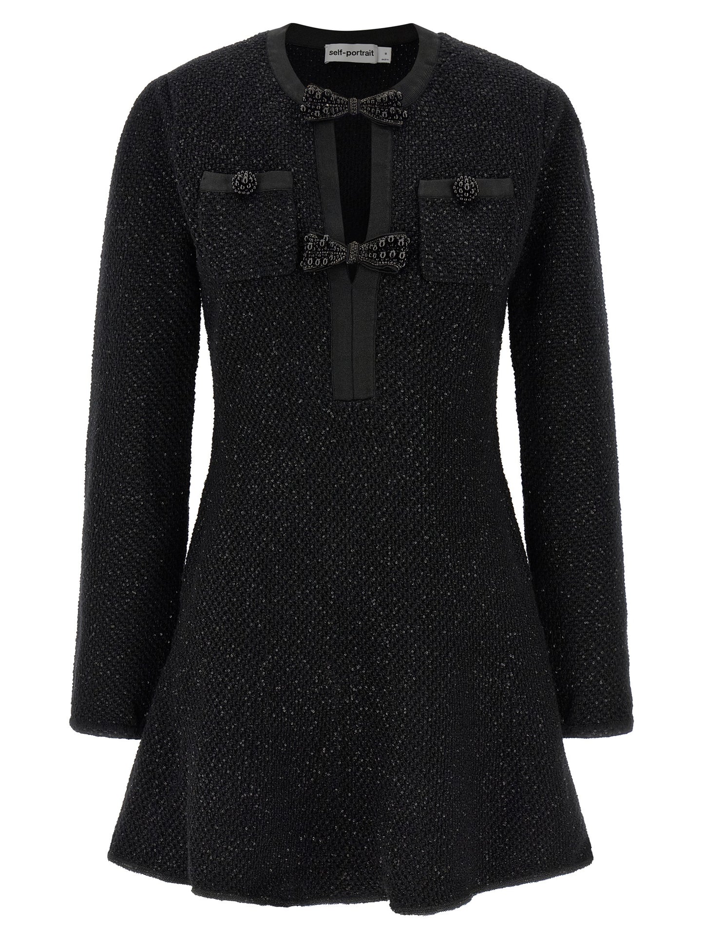 Self-Portrait Black Cotton Short Dress