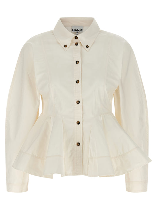 Ganni White Cotton Blouse