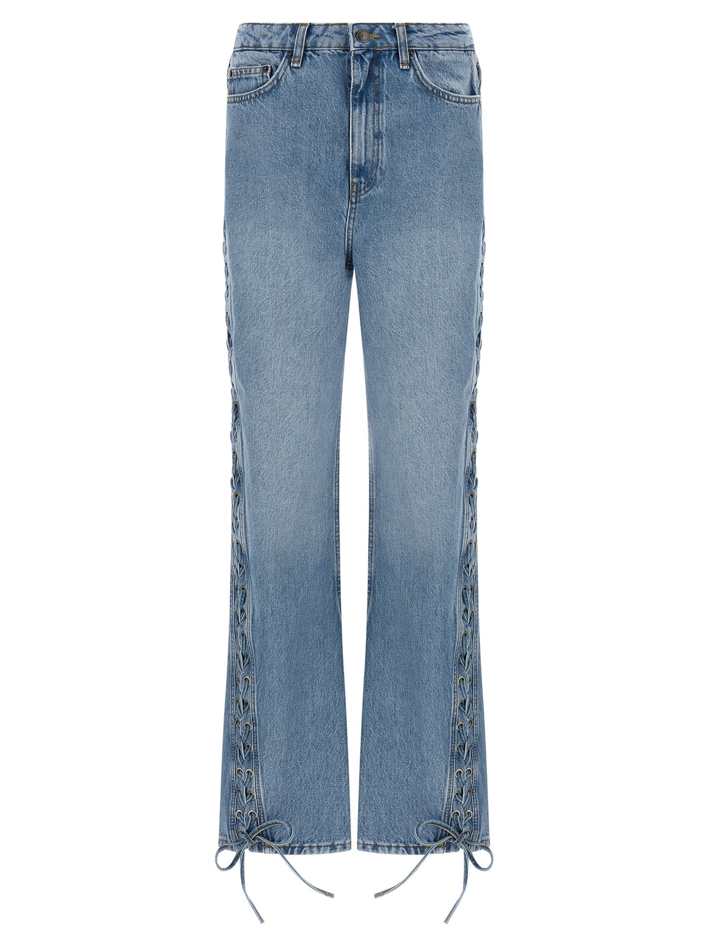 ROTATE BIRGER CHRISTENSEN Blue Cotton Straight-Leg Jeans
