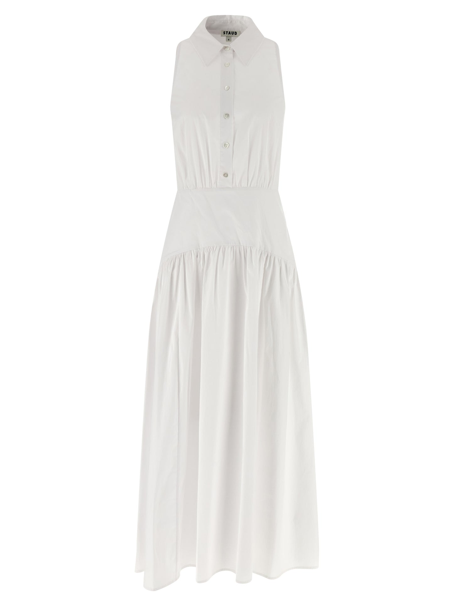 Staud White Cotton Midi Dress