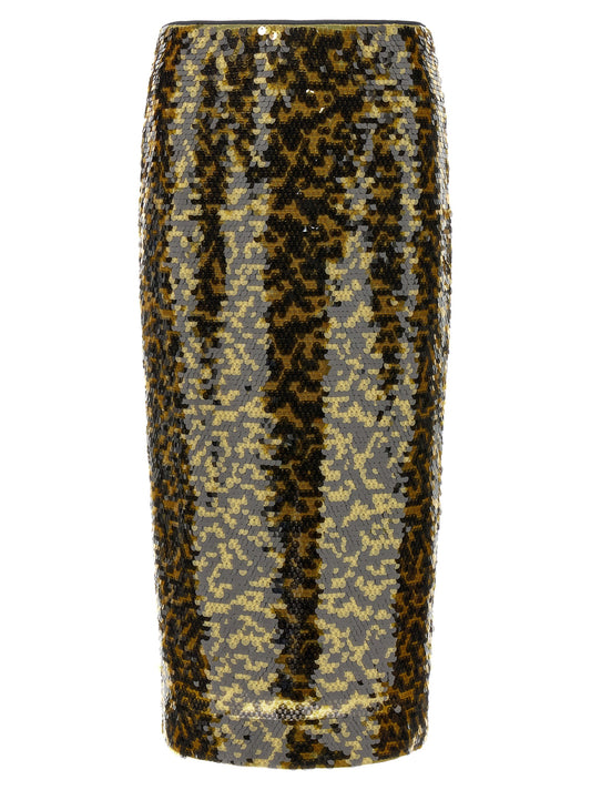 Staud Multicolor Polyester Midi Skirt