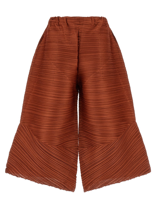 PLEATS PLEASE ISSEY MIYAKE Brown Polyester Casual Pants
