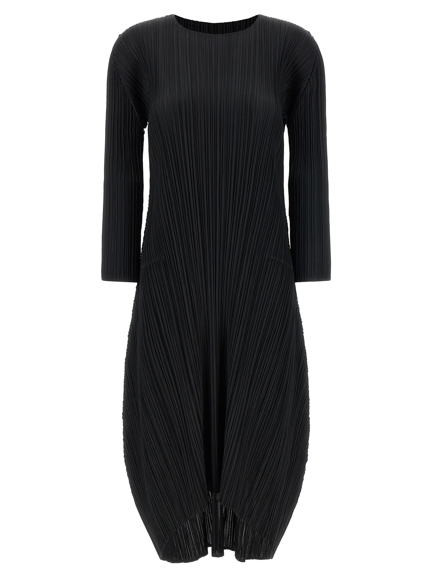 PLEATS PLEASE ISSEY MIYAKE Black Polyester Midi Dress