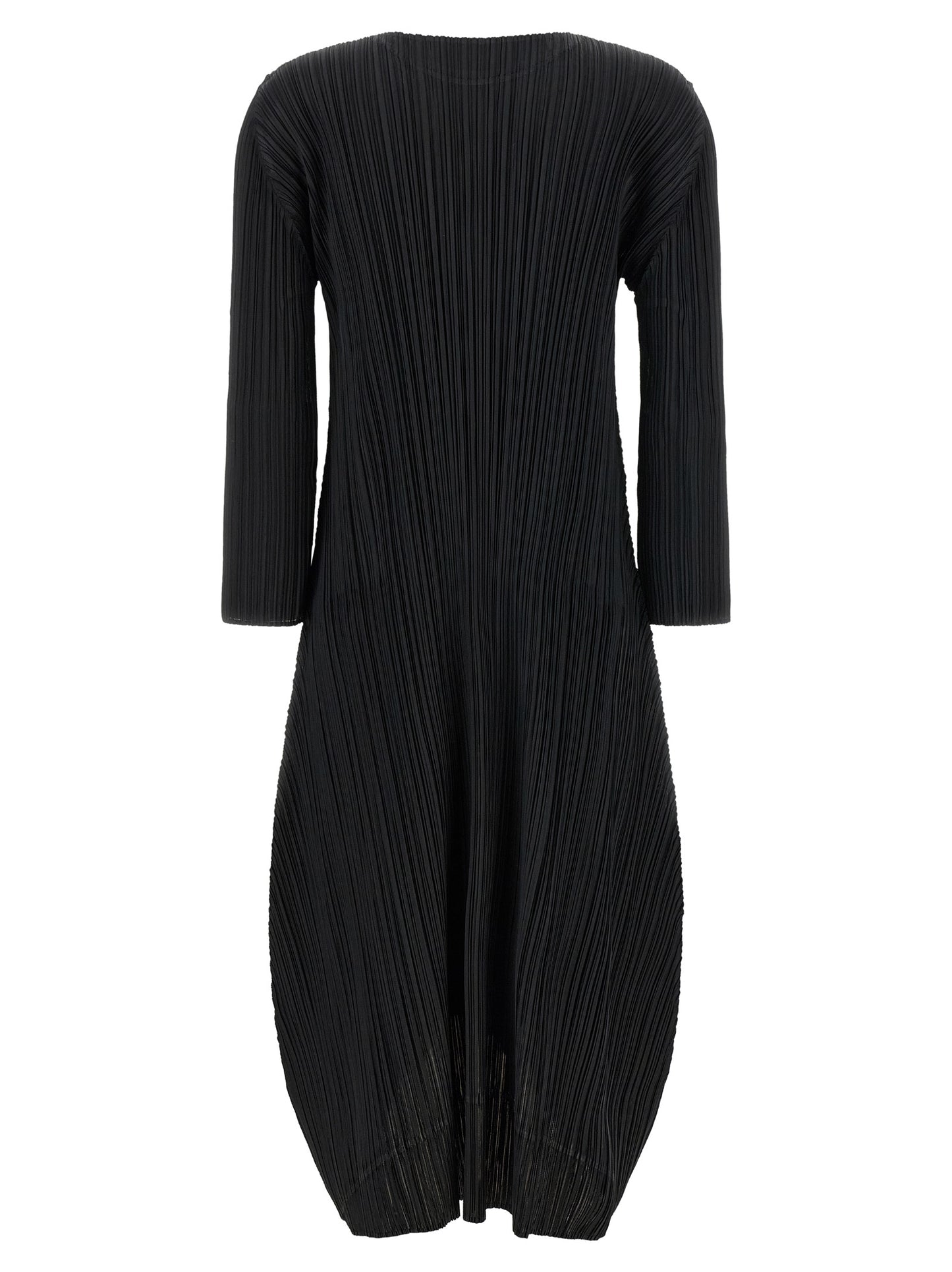 PLEATS PLEASE ISSEY MIYAKE Black Polyester Midi Dress