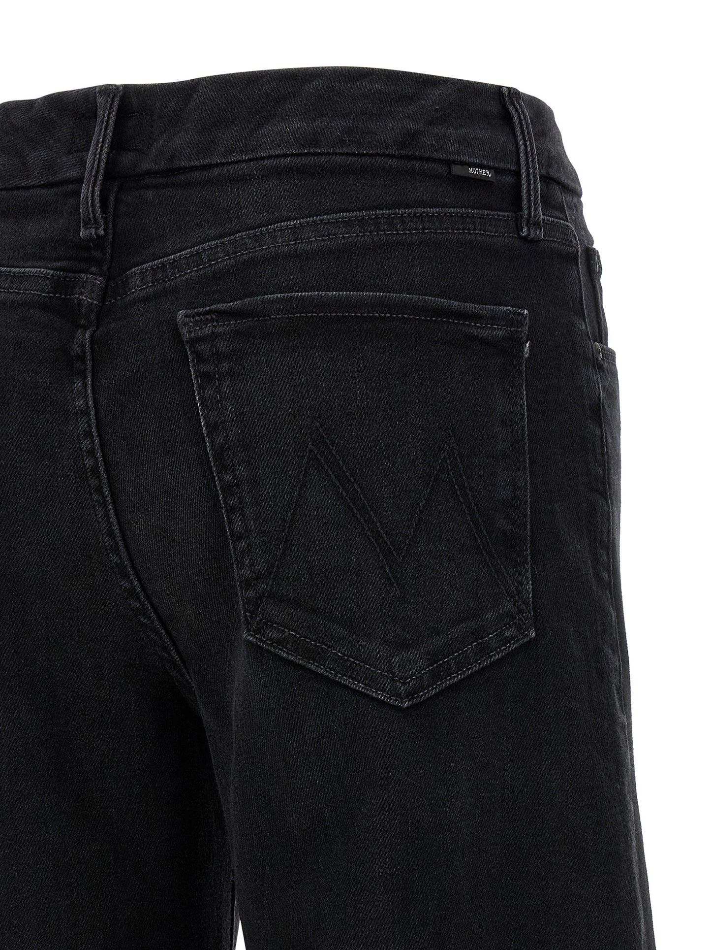 Mother Denim Black Cotton Flared Jeans