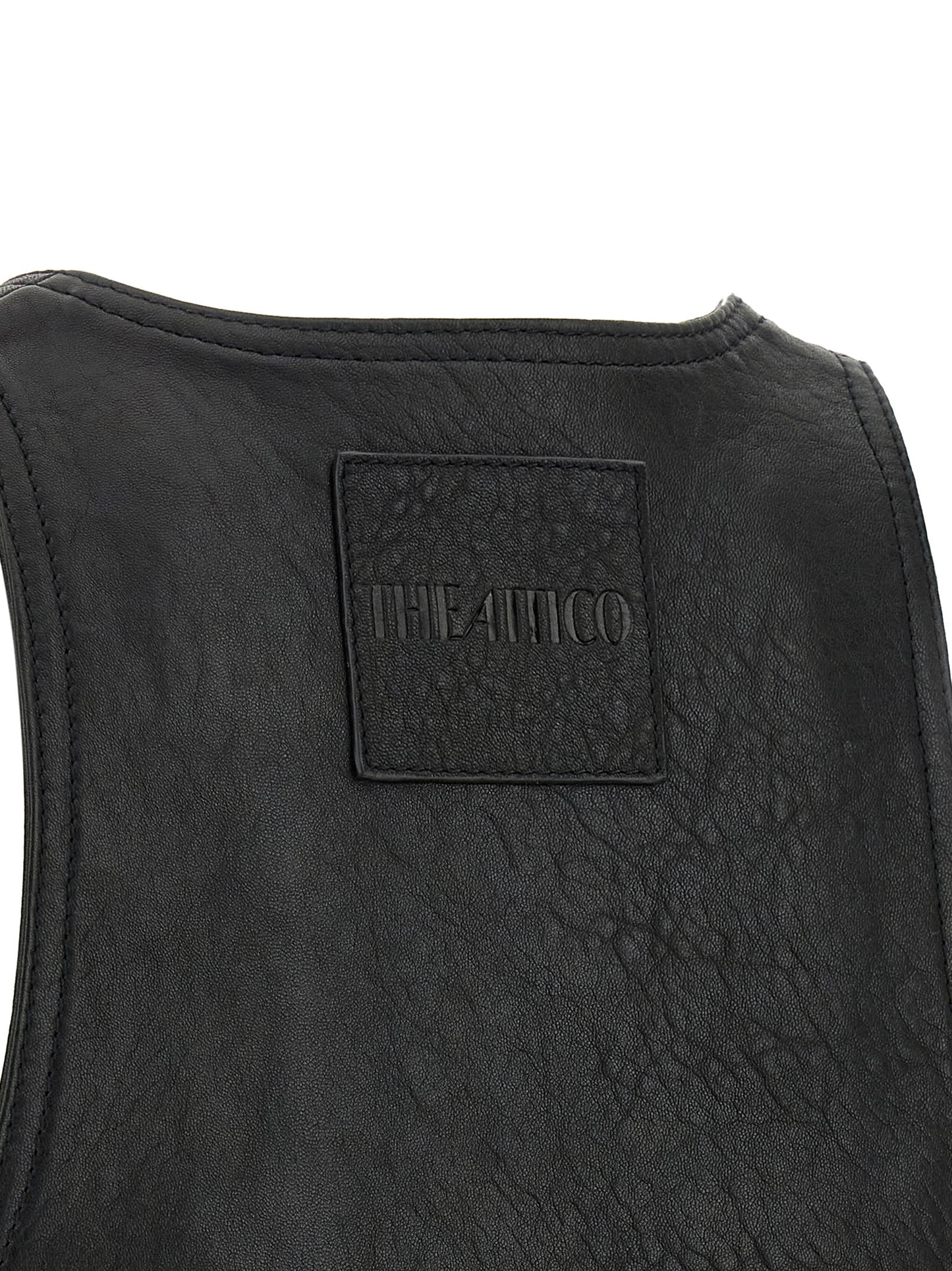 The Attico Black Lamb Leather Sleeveless Jacket