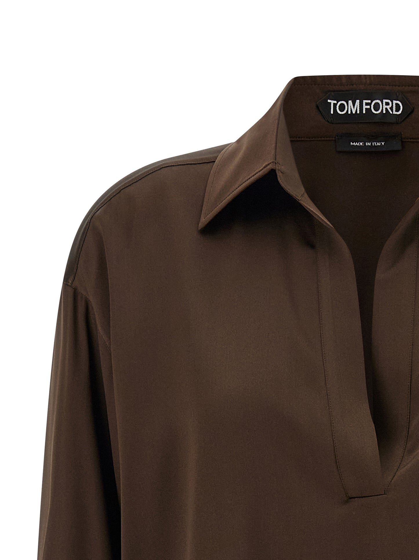 Tom Ford Brown Silk Polo Shirt