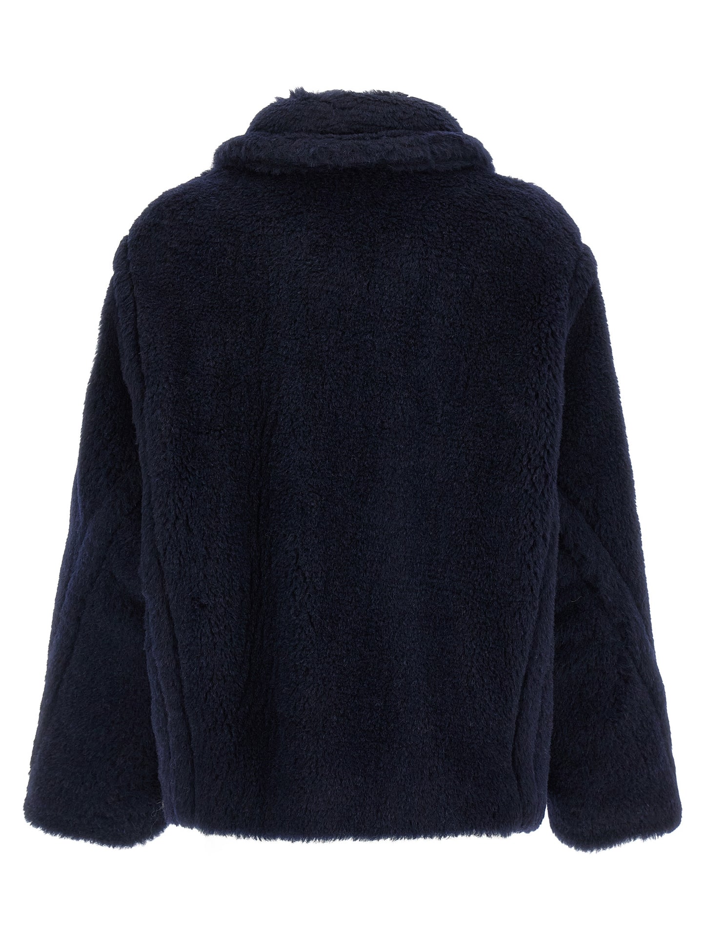 Max Mara Blue Alpaca Leather Coat