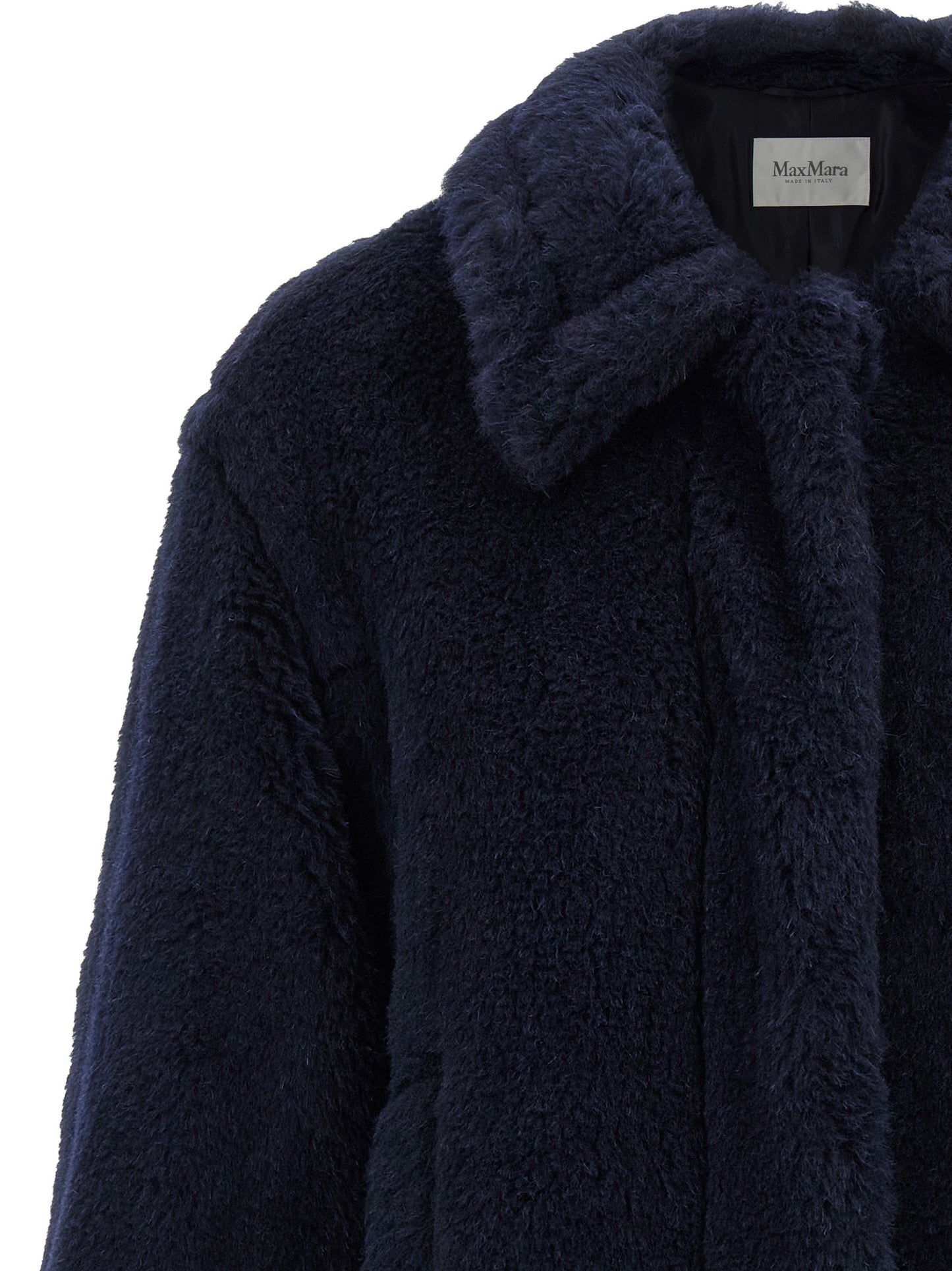 Max Mara Blue Alpaca Leather Coat