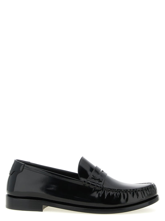 Saint Laurent Black Calfskin Slip-On Loafers