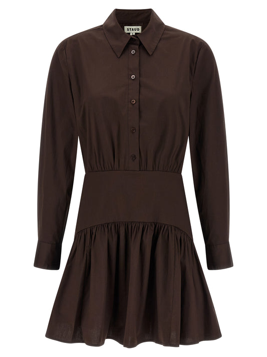 Staud Brown Cotton Short Dress