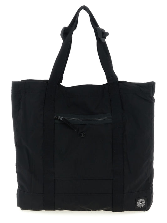 Stone Island Black Polyamide Tote Bag