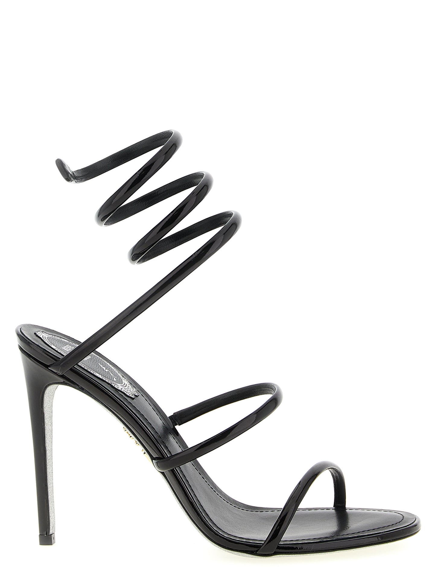 RENE CAOVILLA Black Calfskin Stiletto Heel Sandals