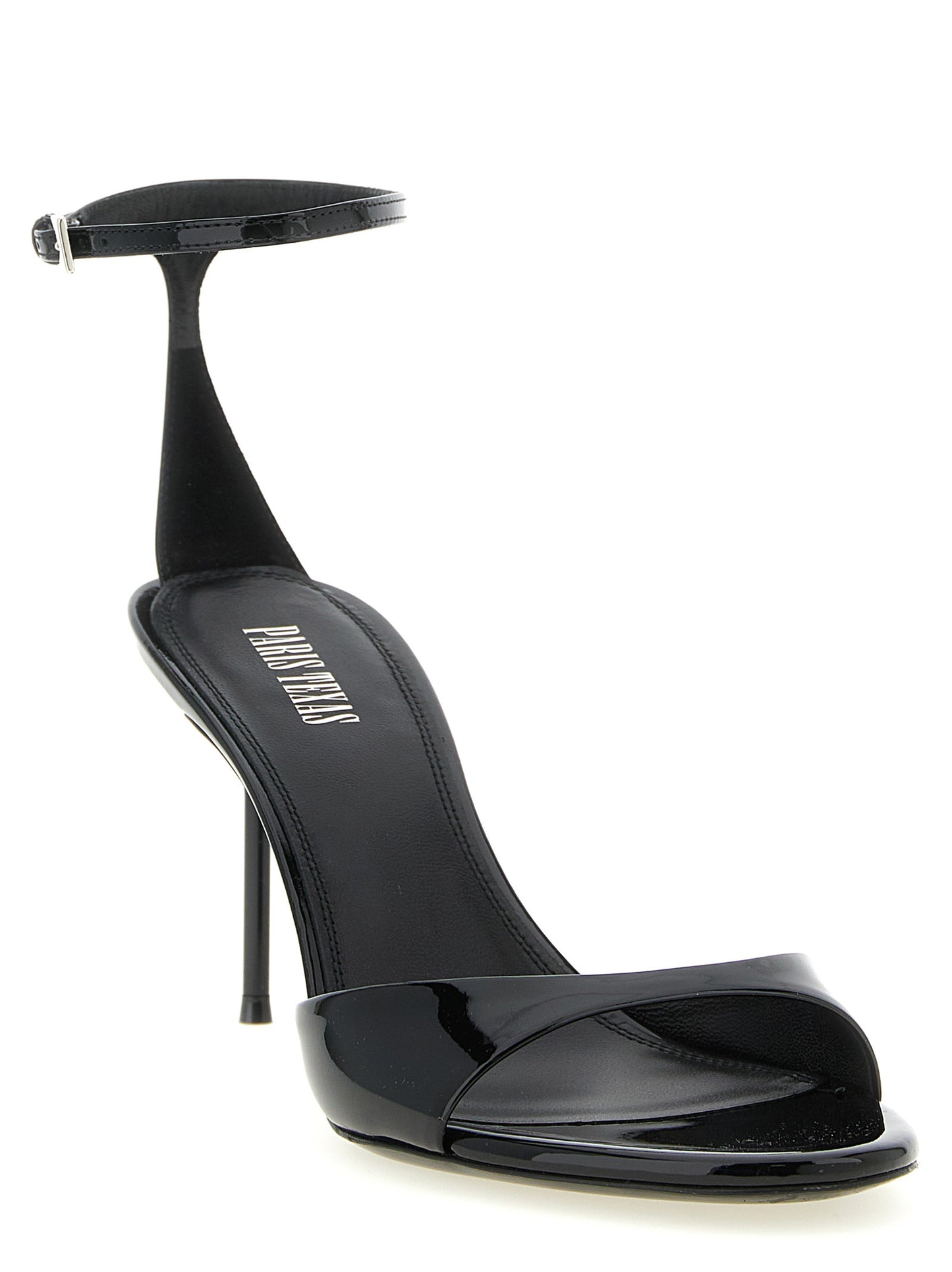 Paris Texas Black Calfskin Stiletto Heel Sandals
