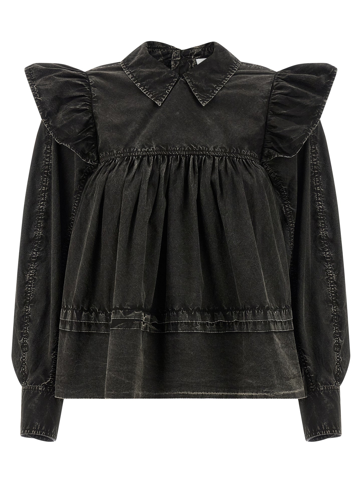 Ganni Black Organic Cotton Blouse