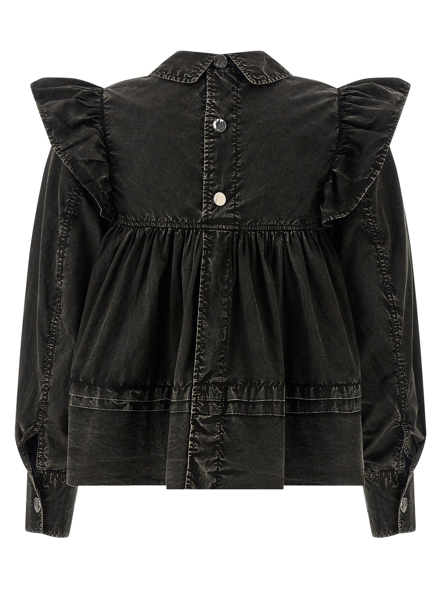 Ganni Black Organic Cotton Blouse