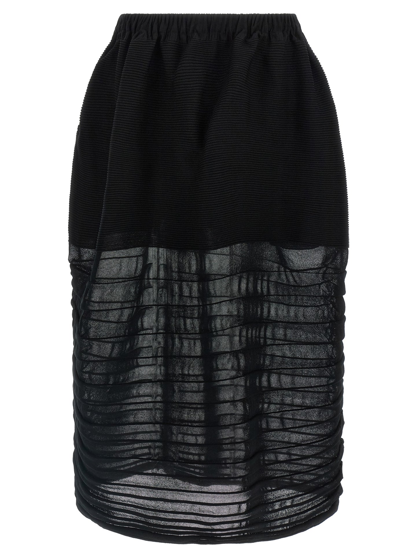Issey Miyake Black Polyester Midi Skirt
