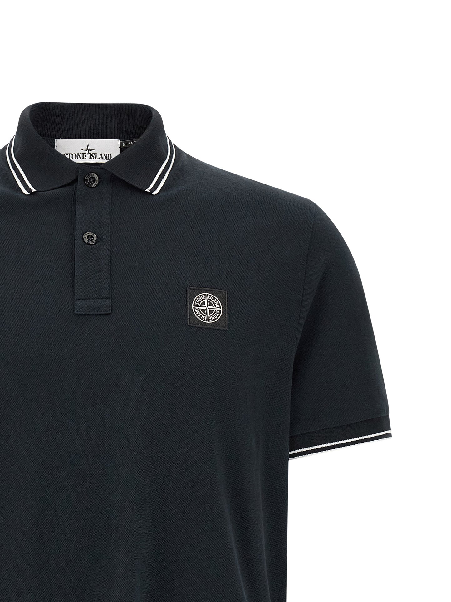 Stone Island Blue Cotton Polo Shirt