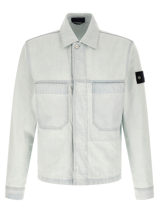 Stone Island Blue Cotton Denim Jacket