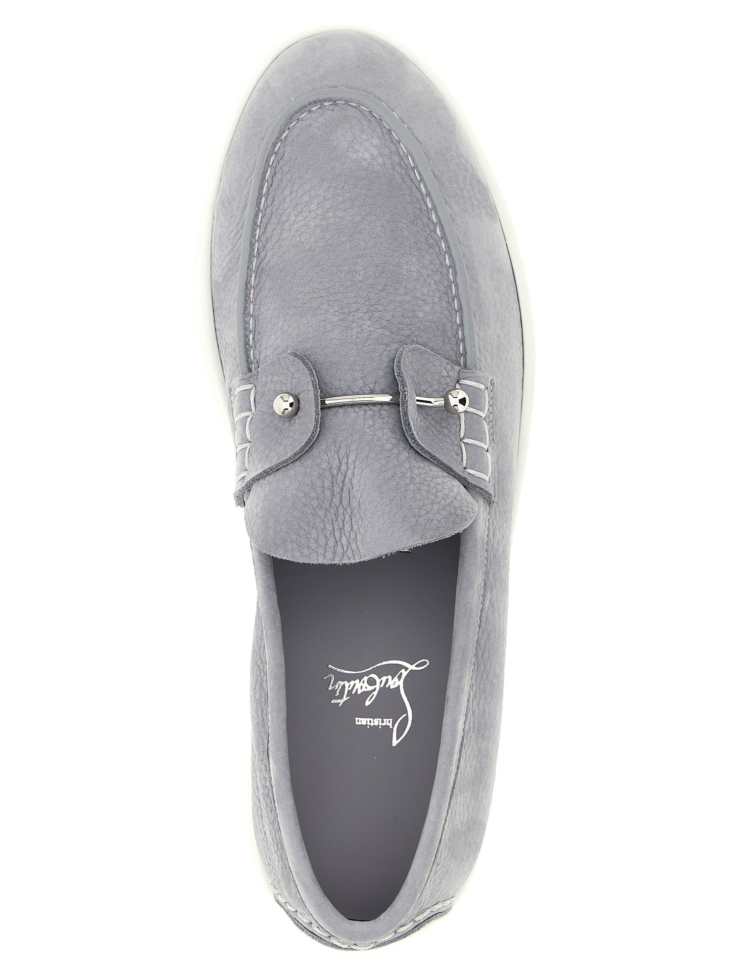 Christian Louboutin Gray Calfskin Slip-On Loafers