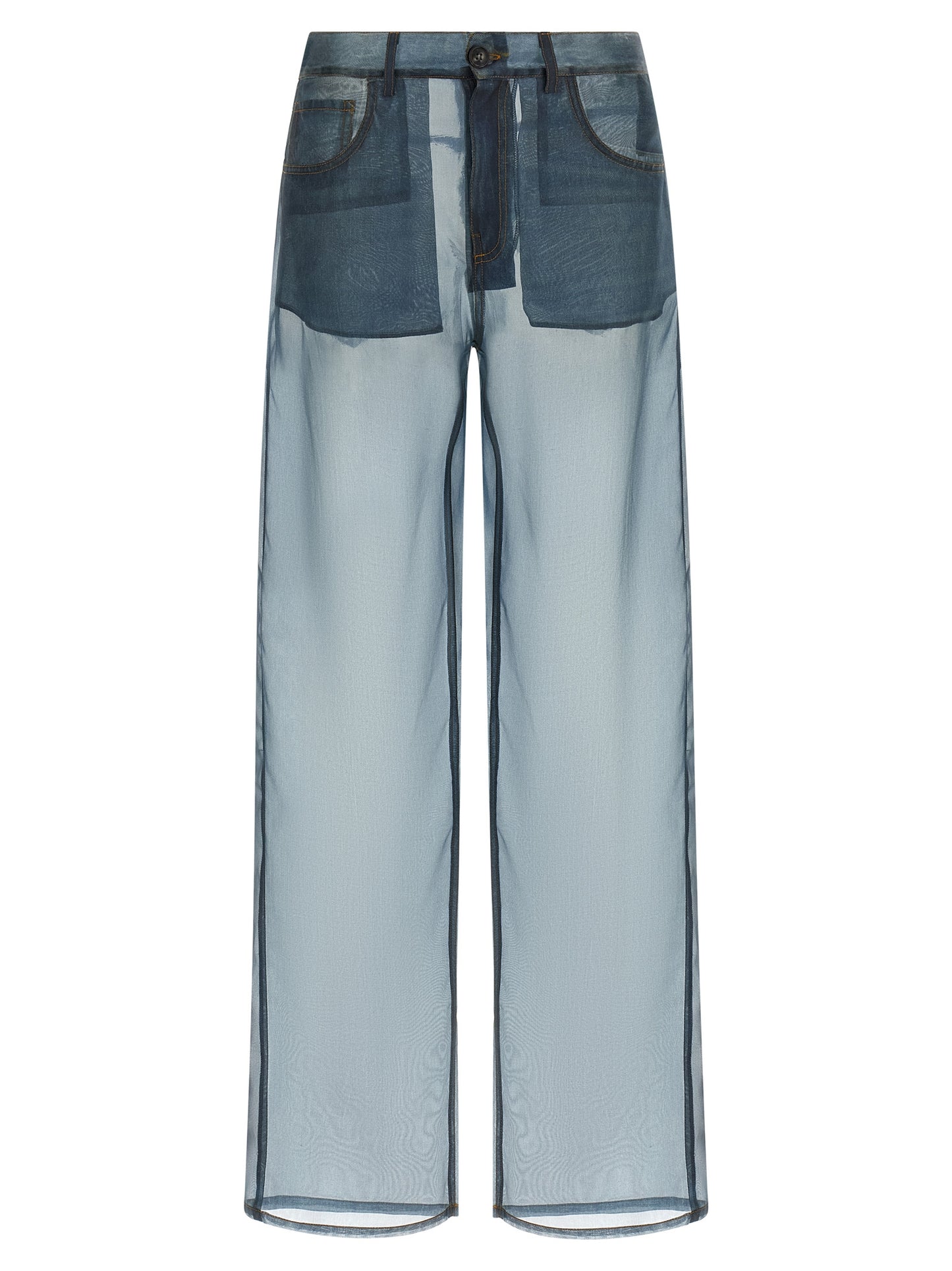 Haikure Blue Silk Casual Pants