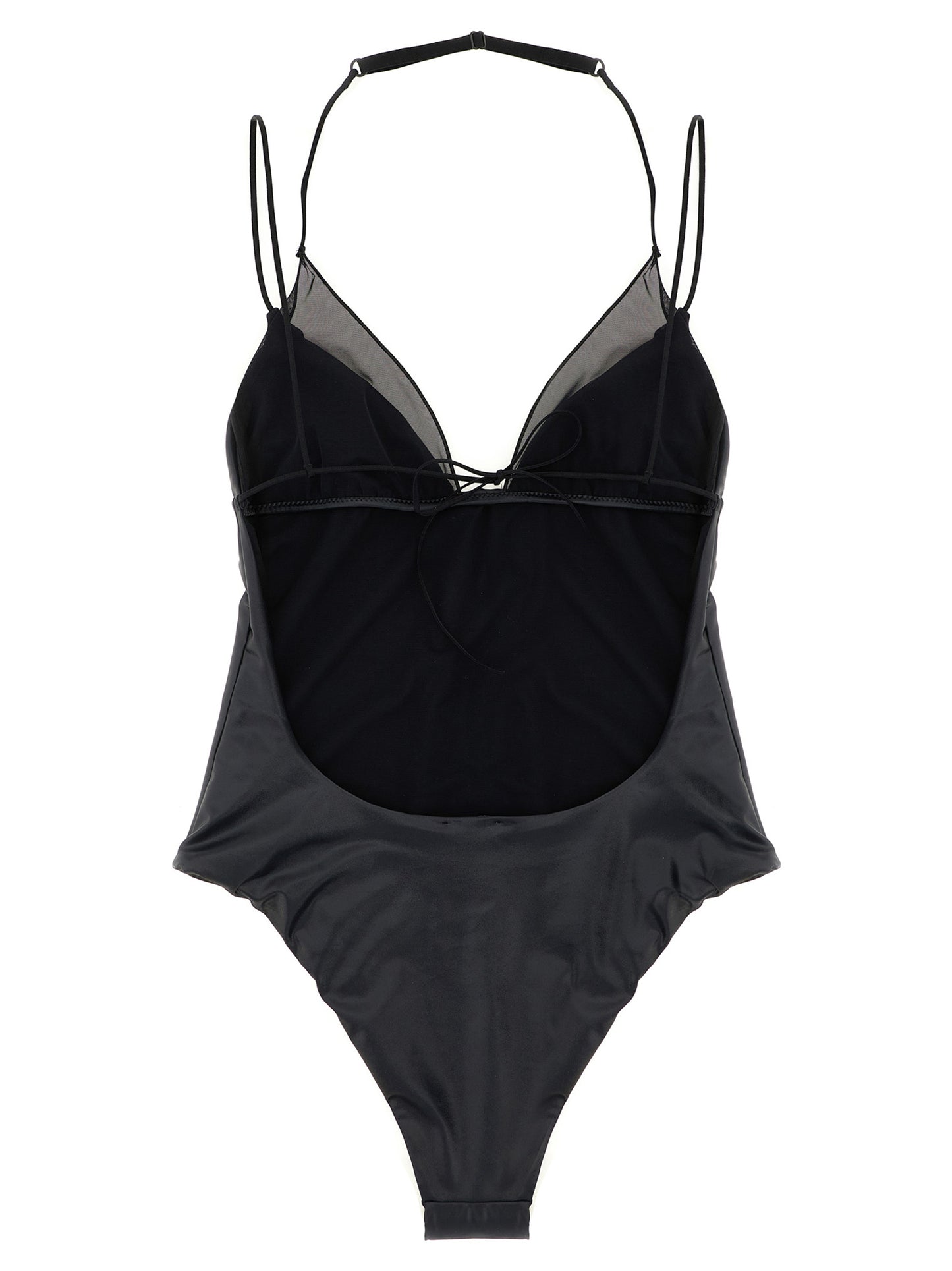 ALLIS Black Polyester One-Piece Swimsuit