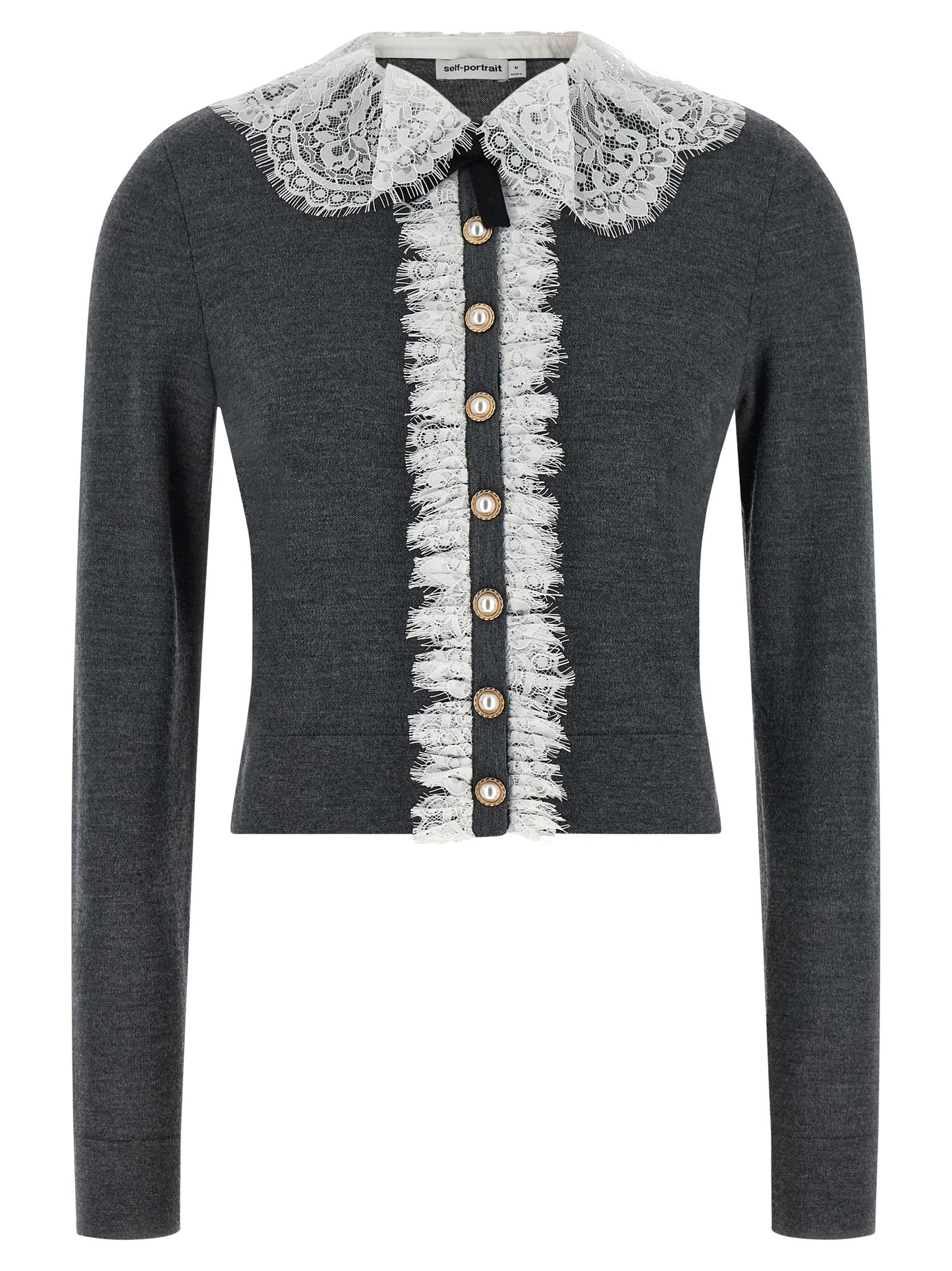 Self-Portrait Gray Wool Cardigan