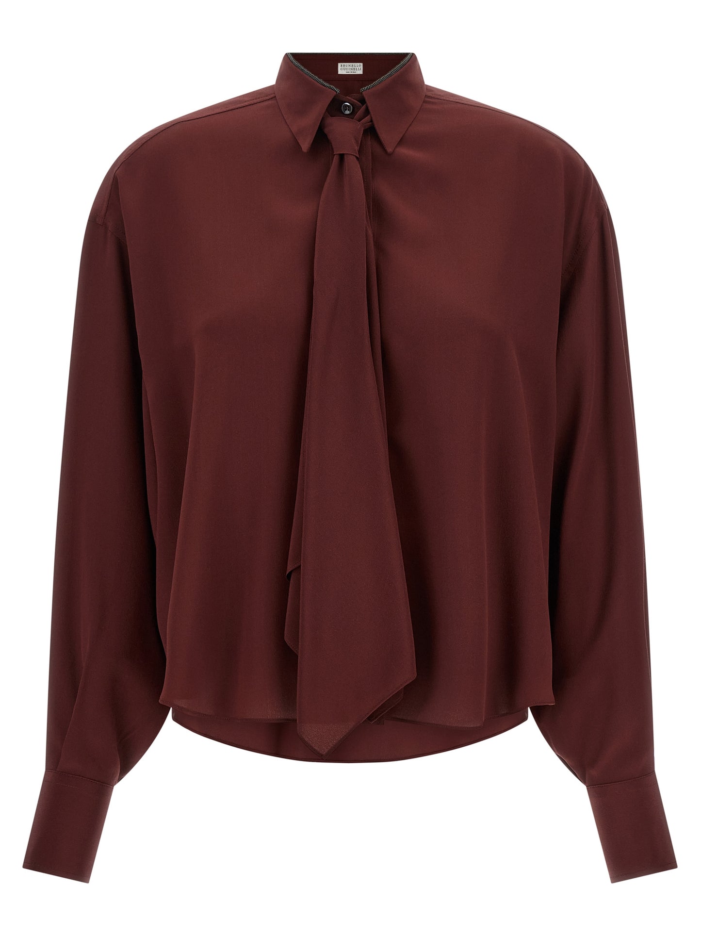 Brunello Cucinelli Bordeaux Silk Blouse
