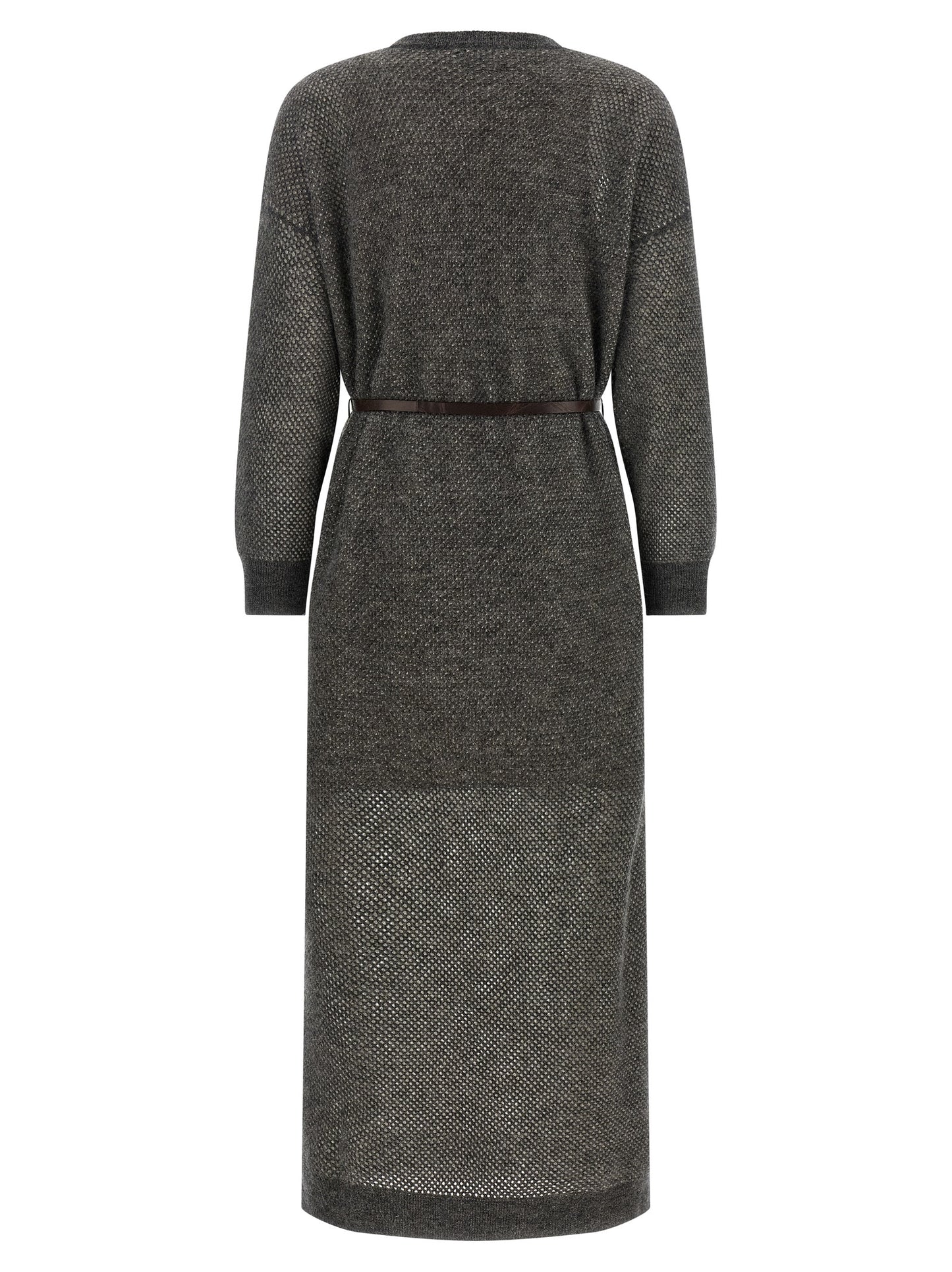 Brunello Cucinelli Gray Wool Midi Dress