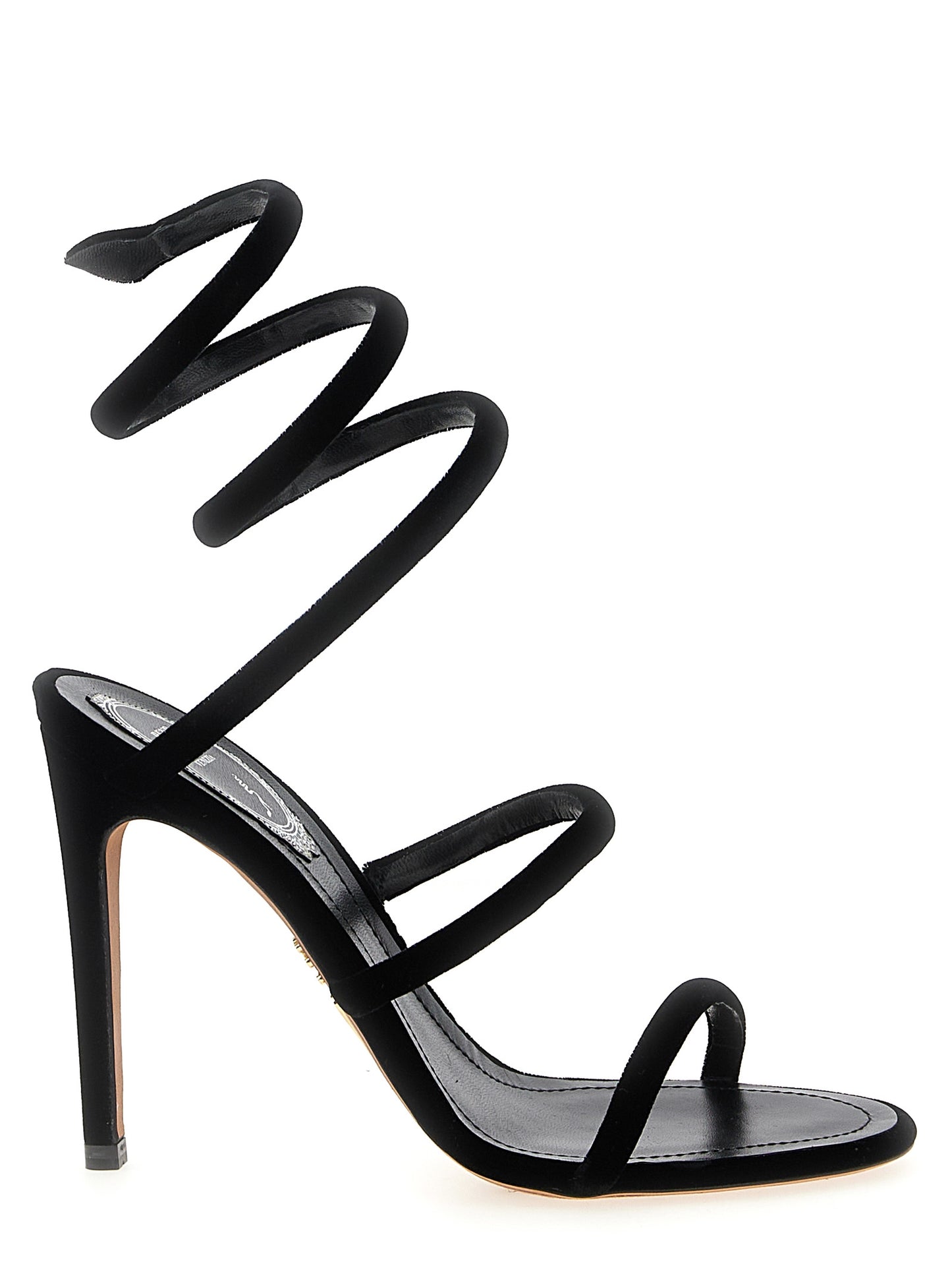 RENE CAOVILLA Black Textile Stiletto Heel Sandals