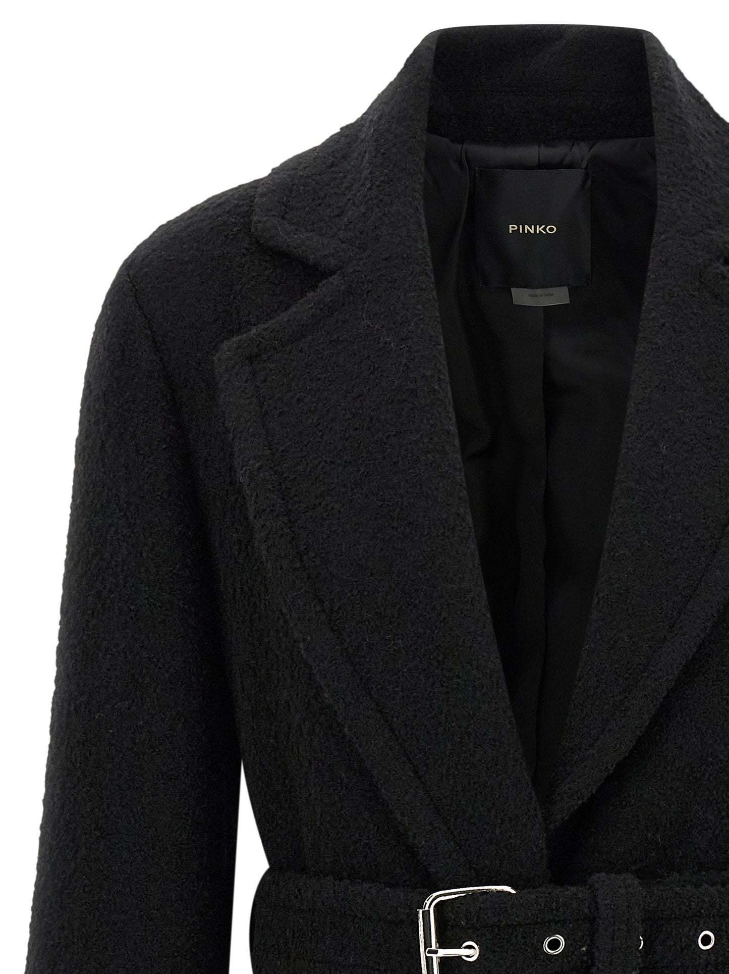 PINKO Black Polyester Coat