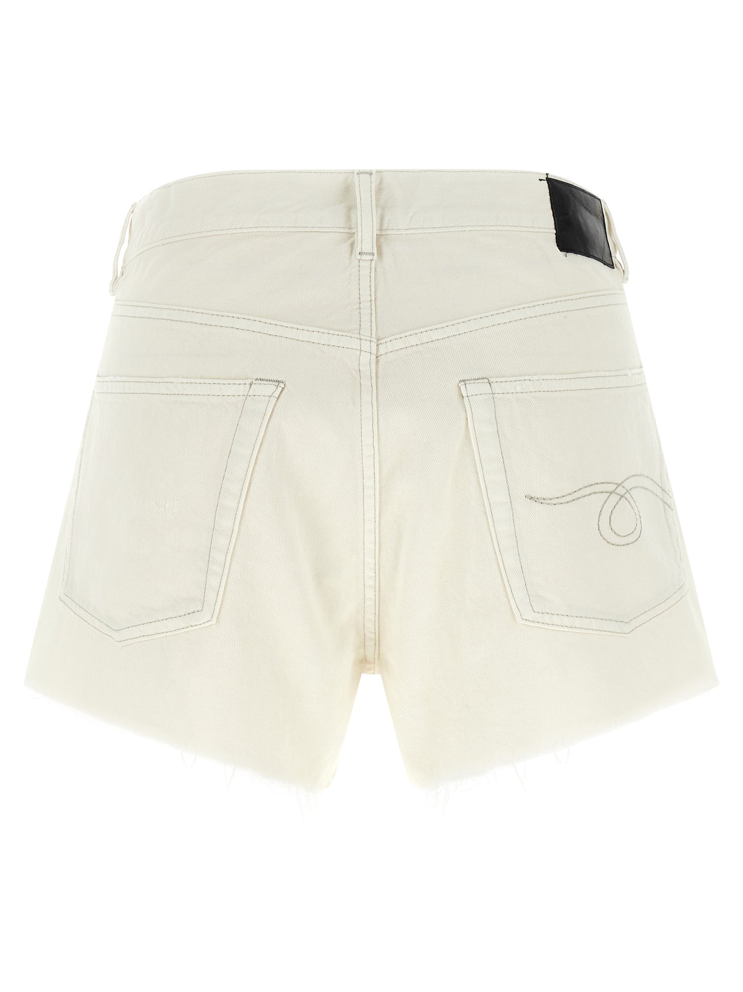R13 White Cotton Bermuda Shorts