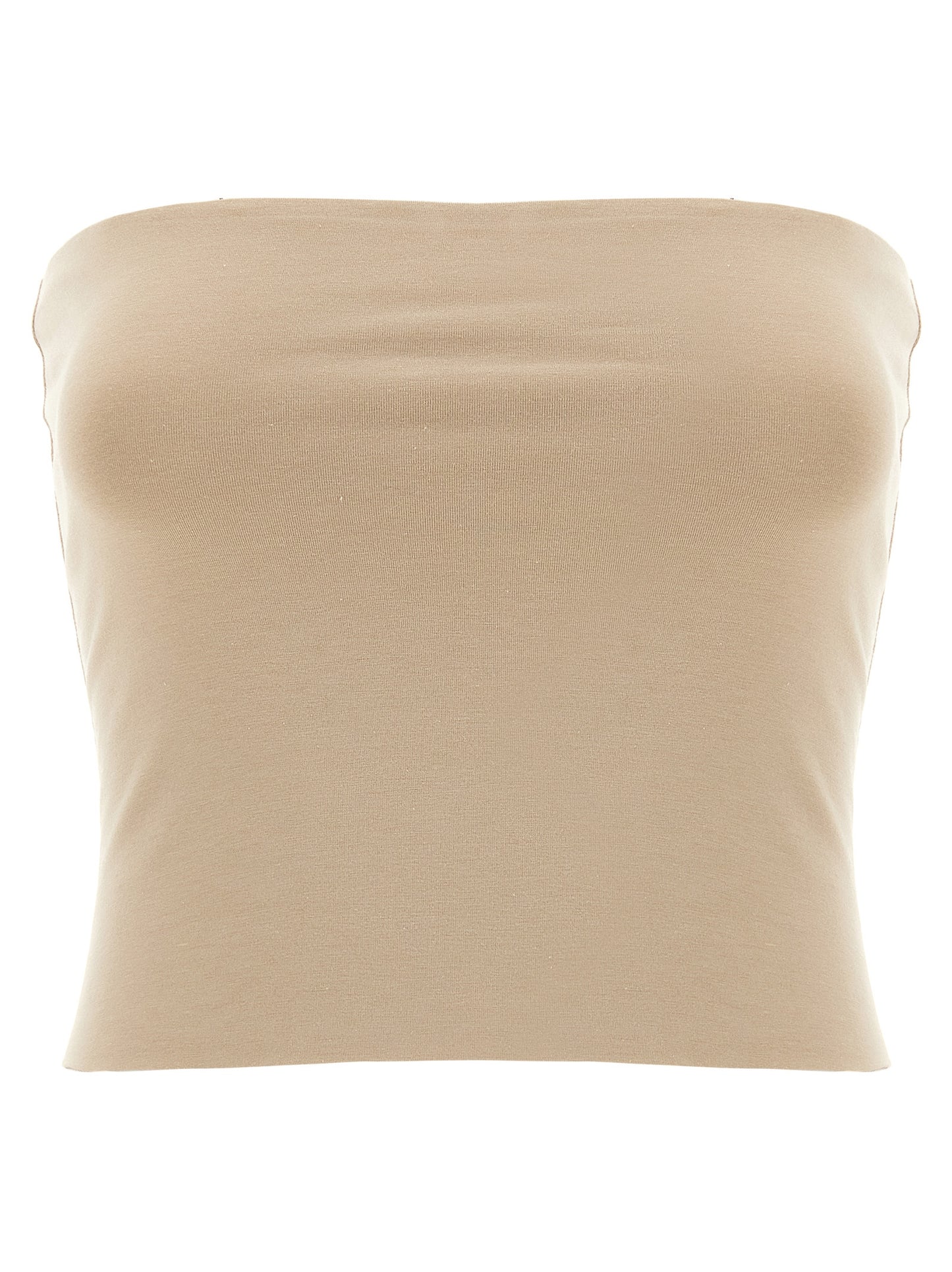 Brunello Cucinelli Beige Cotton Sleeveles T-Shirt