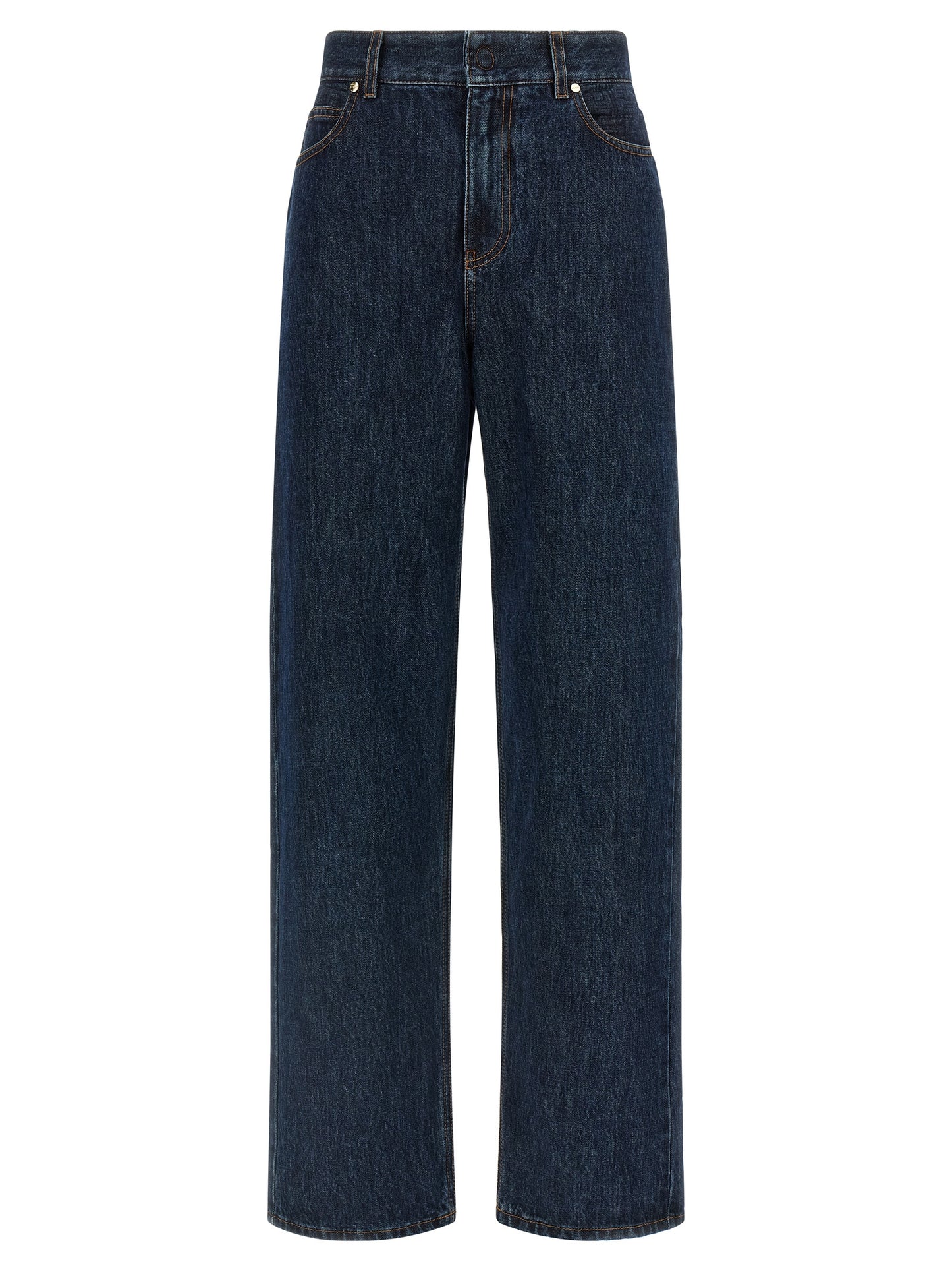 Fendi Blue Cotton Straight-Leg Jeans