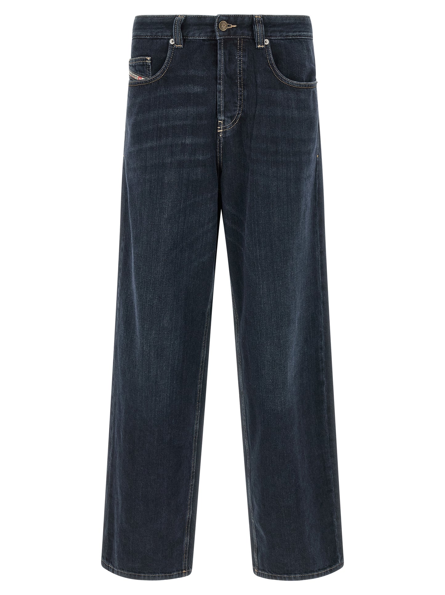 Diesel Blue Cotton Relaxed Fit Jeans